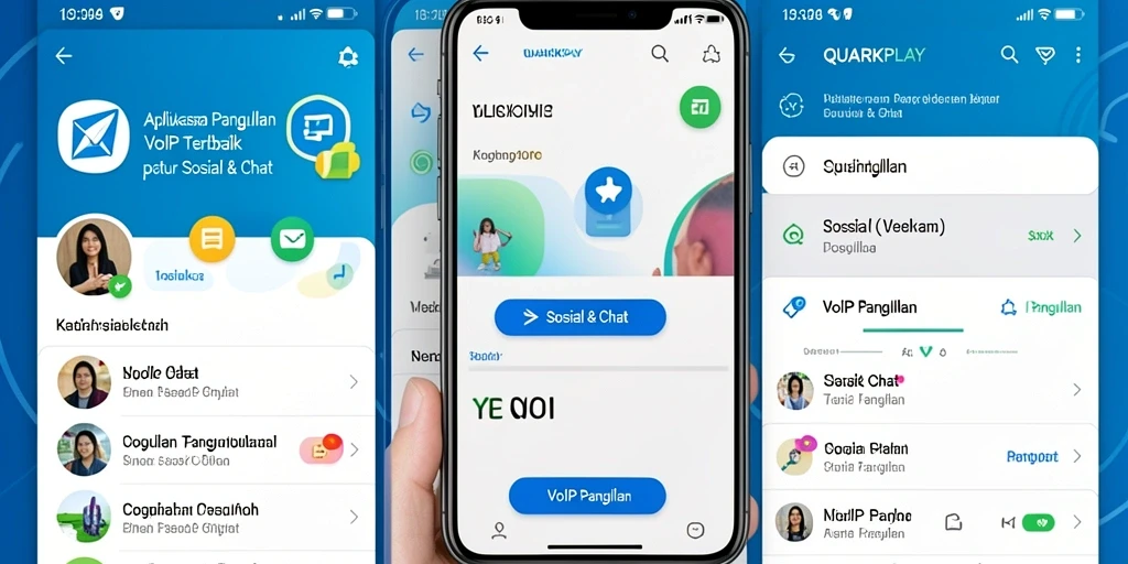 Tampilan antarmuka aplikasi QUARKPLAY untuk panggilan VoIP yang intuitif.