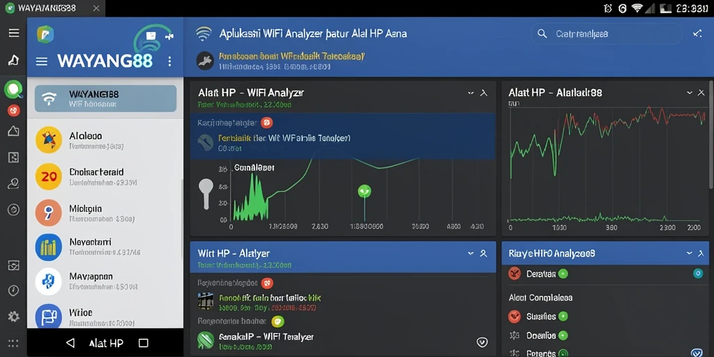 Tampilan antarmuka utama WAYANG88 dengan fungsi WiFi Analyzer yang intuitif.