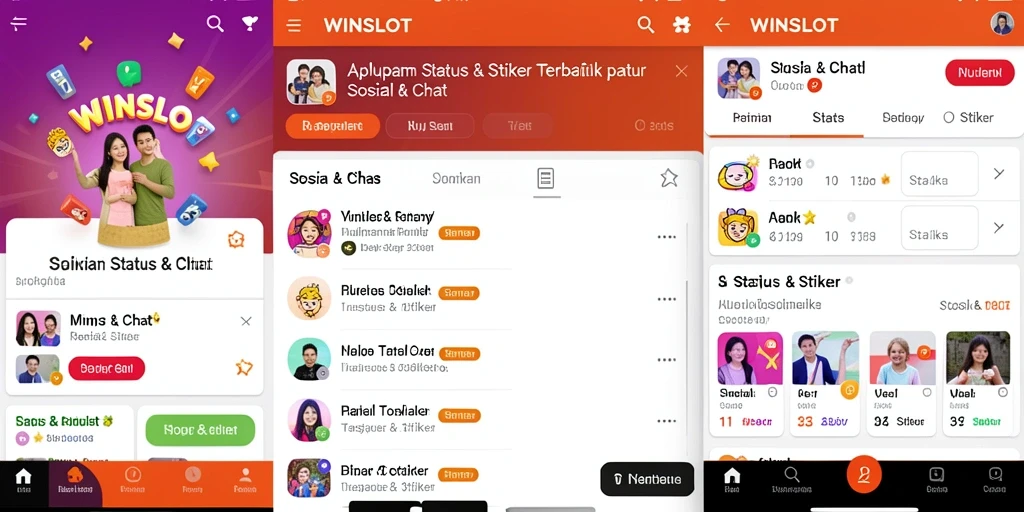 Antarmuka WINSLOT menampilkan koleksi stiker yang kaya dan beragam.