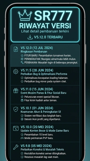 Tampilan riwayat versi sr777
